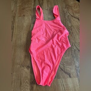Aerie Cheekiest NWT high cut swim one piece bathing suit size M bright pink
